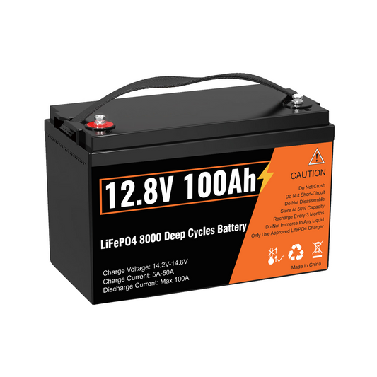 Kingboss 12.8V 100Ah LiFePO4 Battery, Built-in BMS, Long Cycle Life, 1280Wh for RV & Solar