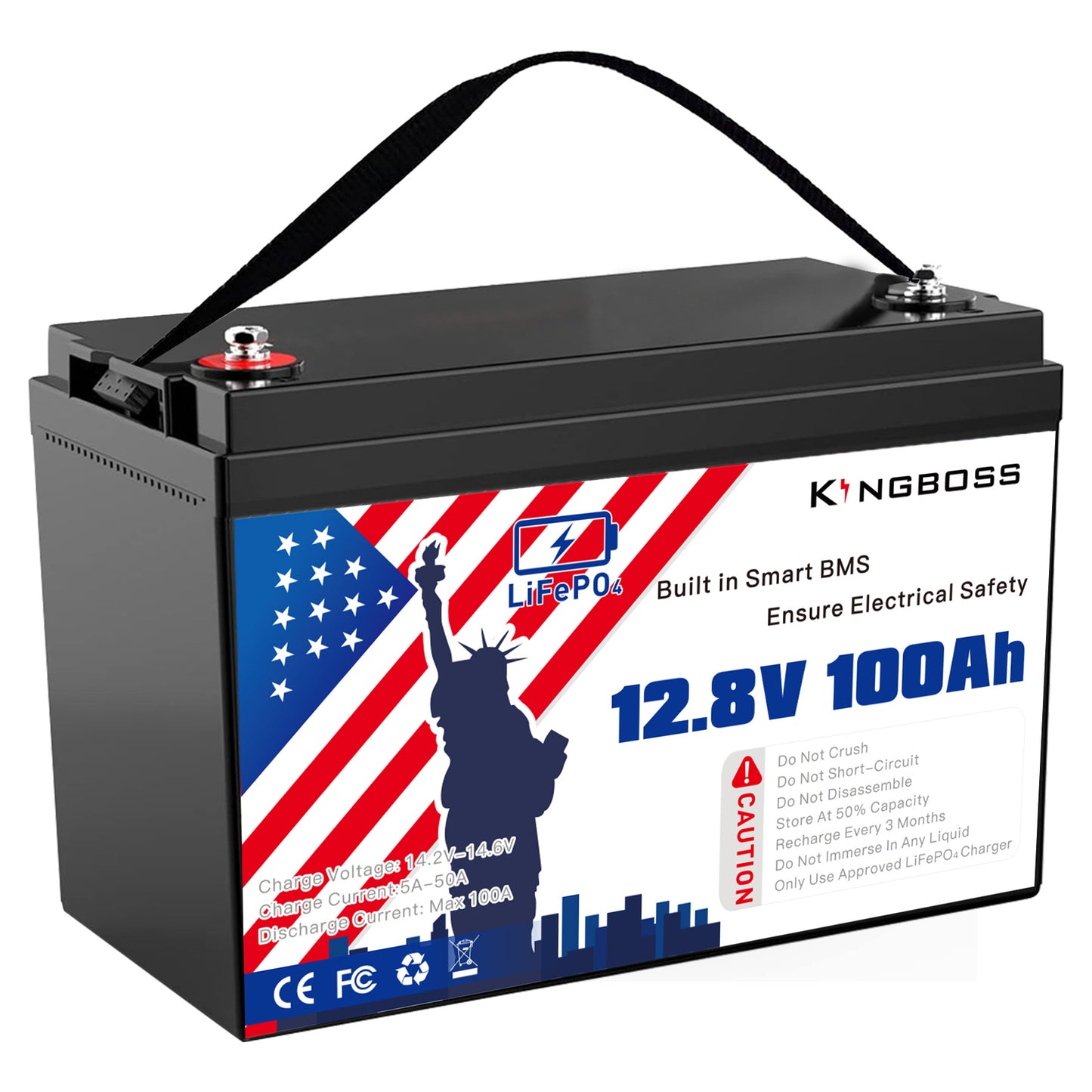 12V 100Ah LiFePO4 Battery - 8000+ Cycles, Built-in BMS for RV & Solar