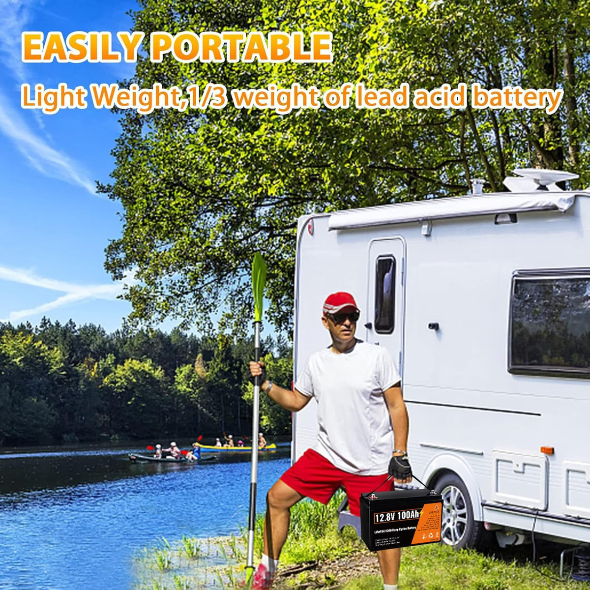 Kingboss 12.8V 100Ah LiFePO4 Battery, Built-in BMS, Long Cycle Life, 1280Wh for RV & Solar