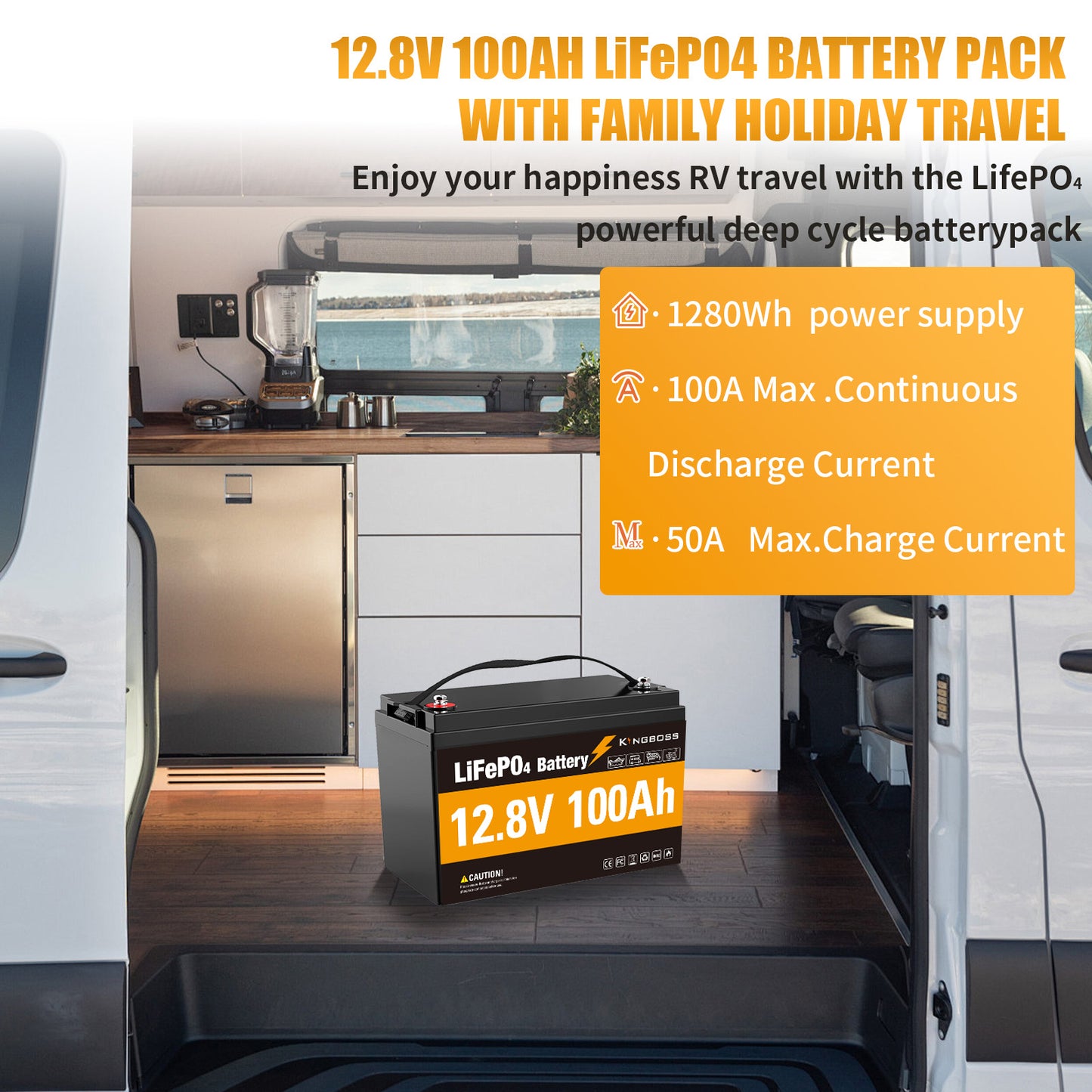 12V 100Ah LiFePO4 Battery - 8000+ Cycles Deep Cycle Lithium Battery with BMS for RV, Solar, Marine & Off-Grid-2