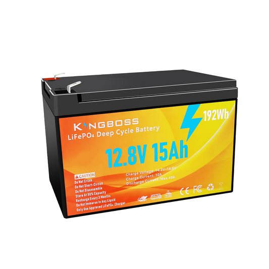 Kingboss 12V 15Ah LiFePO4 Lithium Battery, LiFePO4 Battery Built-in BMS 4000+ Deep Cycles Lithium Iron Phosphate Batterys Waterproof for Solar, Lighting, Power Wheels, Fish Finder, Camping, Home Alarm