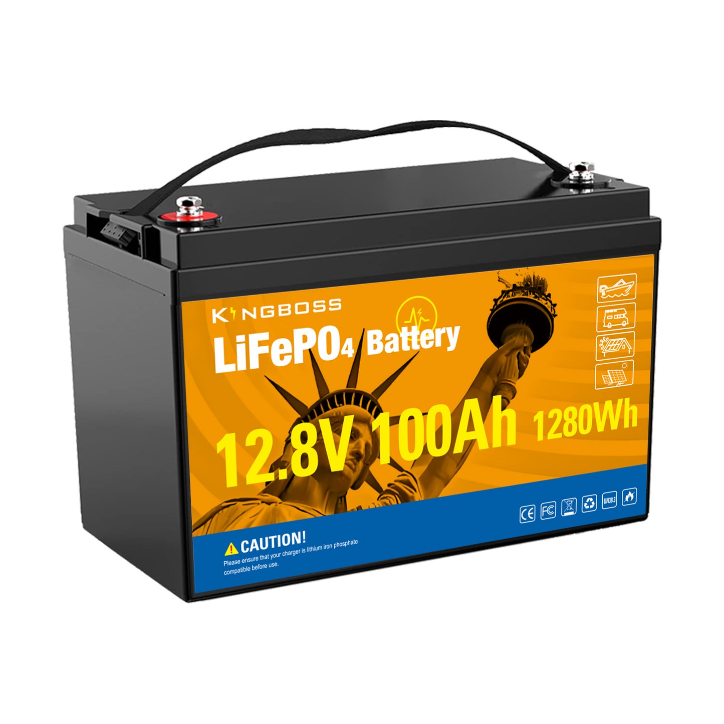 12V 100Ah LiFePO4 Battery - 8000+ Cycles Deep Cycle Lithium Battery with BMS for RV, Solar, Marine & Off-Grid-1