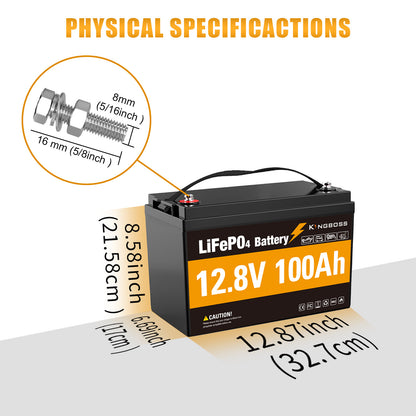 12V 100Ah LiFePO4 Battery - 8000+ Cycles Deep Cycle Lithium Battery with BMS for RV, Solar, Marine & Off-Grid-2