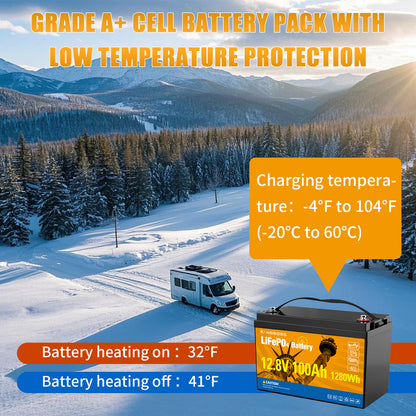 12V 100Ah LiFePO4 Battery - 8000+ Cycles Deep Cycle Lithium Battery with BMS for RV, Solar, Marine & Off-Grid-1