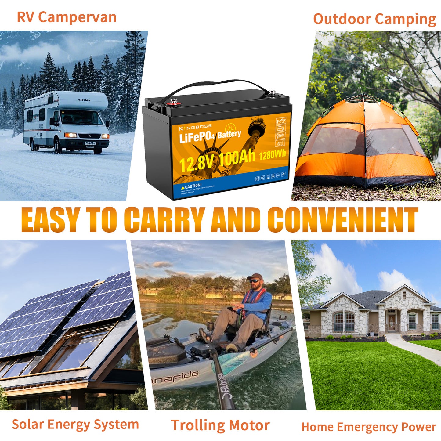 12V 100Ah LiFePO4 Battery - 8000+ Cycles Deep Cycle Lithium Battery with BMS for RV, Solar, Marine & Off-Grid-1