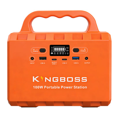 Kingboss 100W Portable Power Station, 96Wh LiFePO4 Battery Small Generator Ultra-Light, 65W Fast Charging 3000+ Cycles Solar Power Bank AC/DC/USB-C/A Outputs for Camping Home Backup Outdoor