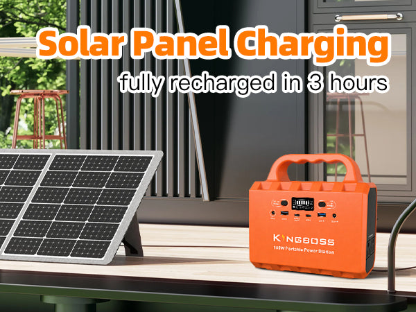 Kingboss 100W Portable Power Station, 96Wh LiFePO4 Battery Small Generator Ultra-Light, 65W Fast Charging 3000+ Cycles Solar Power Bank AC/DC/USB-C/A Outputs for Camping Home Backup Outdoor