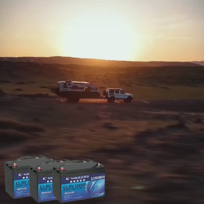 Kingboss 12.8V 100Ah LiFePO4 Battery, 100A Smart BMS, Up to 15000 Cycles, IP65 Waterproof, Low-Temp Protection, 1280Wh for RV, Marine, Trolling Motor, Solar, Off-Grid